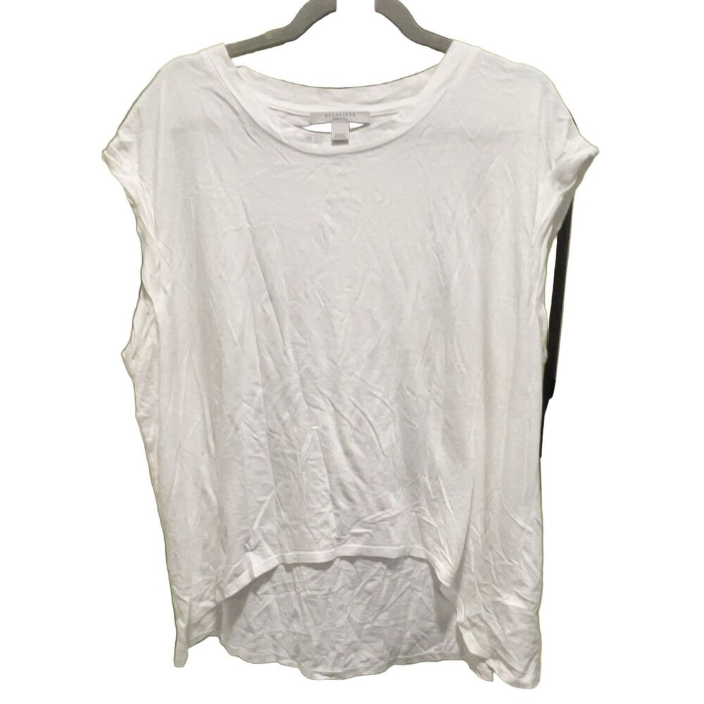AllSaints High-Low Tank Top Women's M White Sleeveless Cotton Crew Neck